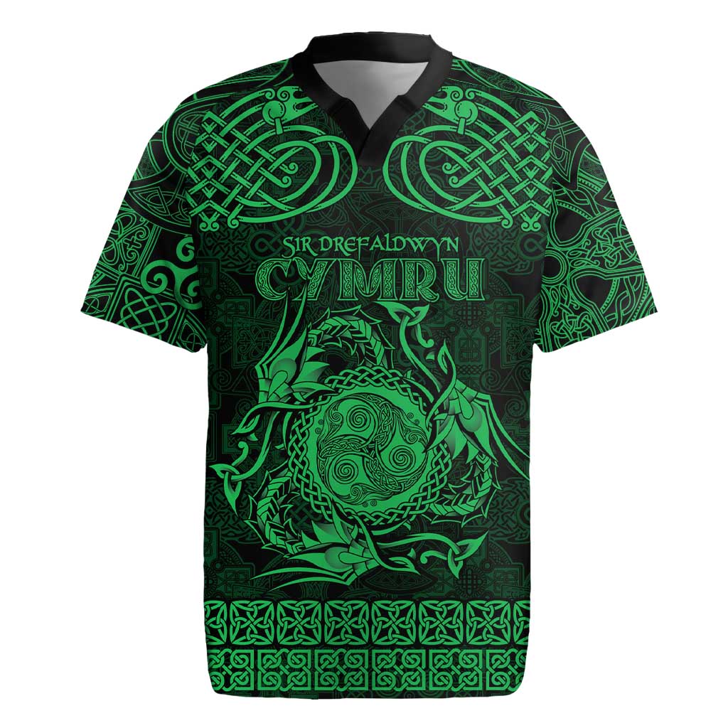 Personalized Montgomeryshire Sir Drefaldwyn Rugby Jersey Green Water Triskele Celtic-inspired - Wonder Print Shop