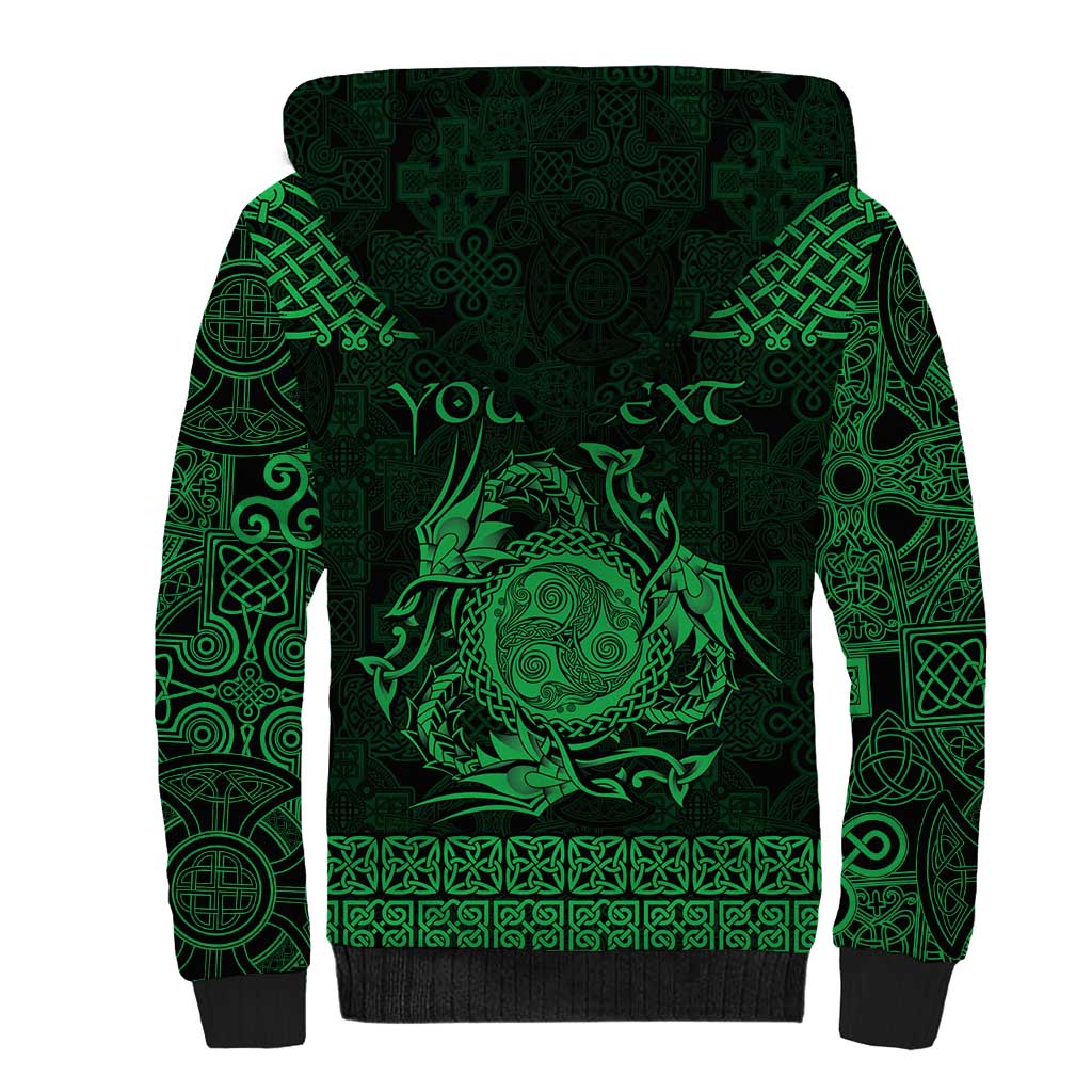 Personalized Montgomeryshire Sir Drefaldwyn Sherpa Hoodie Green Water Triskele Celtic-inspired - Wonder Print Shop
