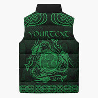 Personalized Montgomeryshire Sir Drefaldwyn Sleeveless Puffer Jacket Green Water Triskele Celtic-inspired - Wonder Print Shop