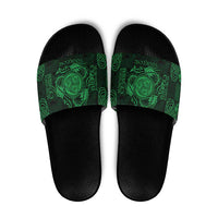 Personalized Montgomeryshire Sir Drefaldwyn Slide Sandals Green Water Triskele Celtic-inspired - Wonder Print Shop