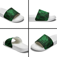 Personalized Montgomeryshire Sir Drefaldwyn Slide Sandals Green Water Triskele Celtic-inspired - Wonder Print Shop