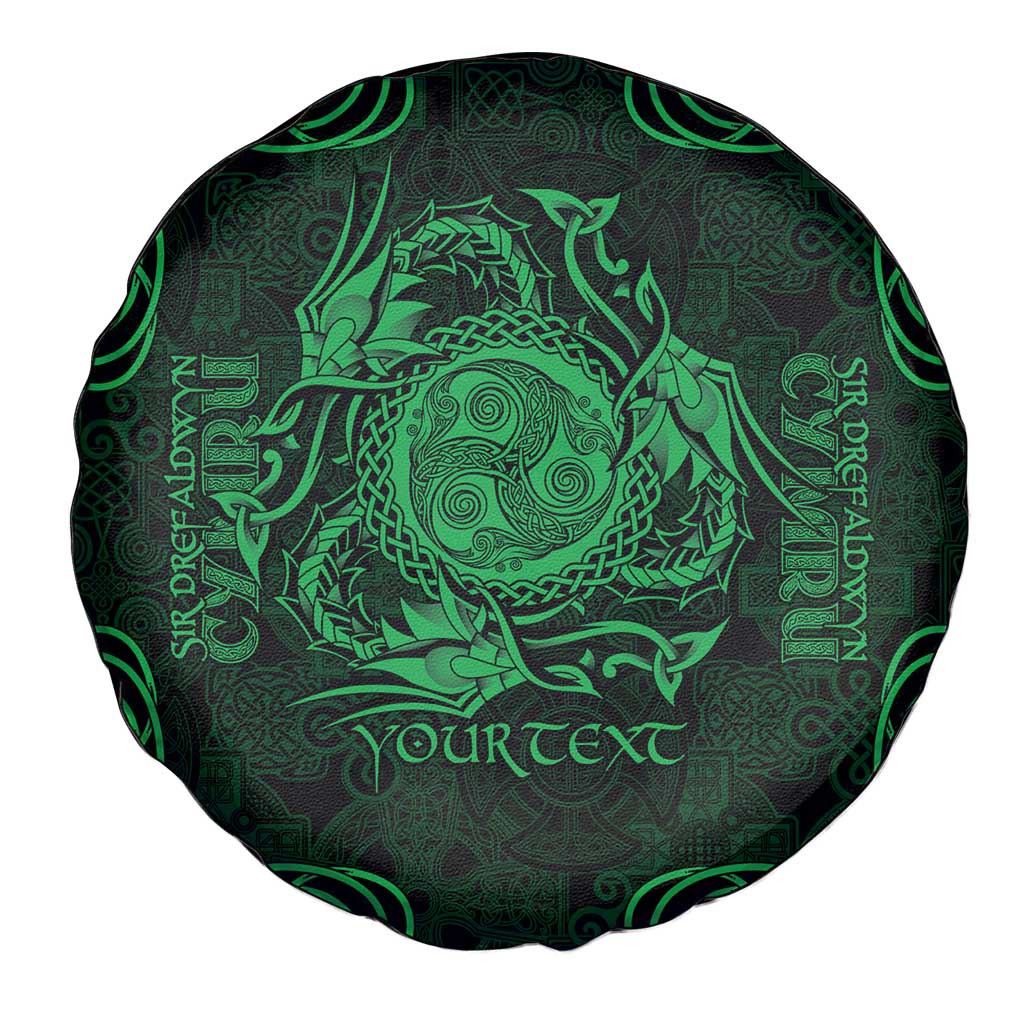 Personalized Montgomeryshire Sir Drefaldwyn Spare Tire Cover Green Water Triskele Celtic-inspired - Wonder Print Shop