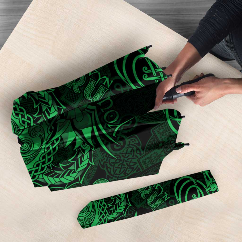 Personalized Montgomeryshire Sir Drefaldwyn Umbrella Green Water Triskele Celtic-inspired - Wonder Print Shop