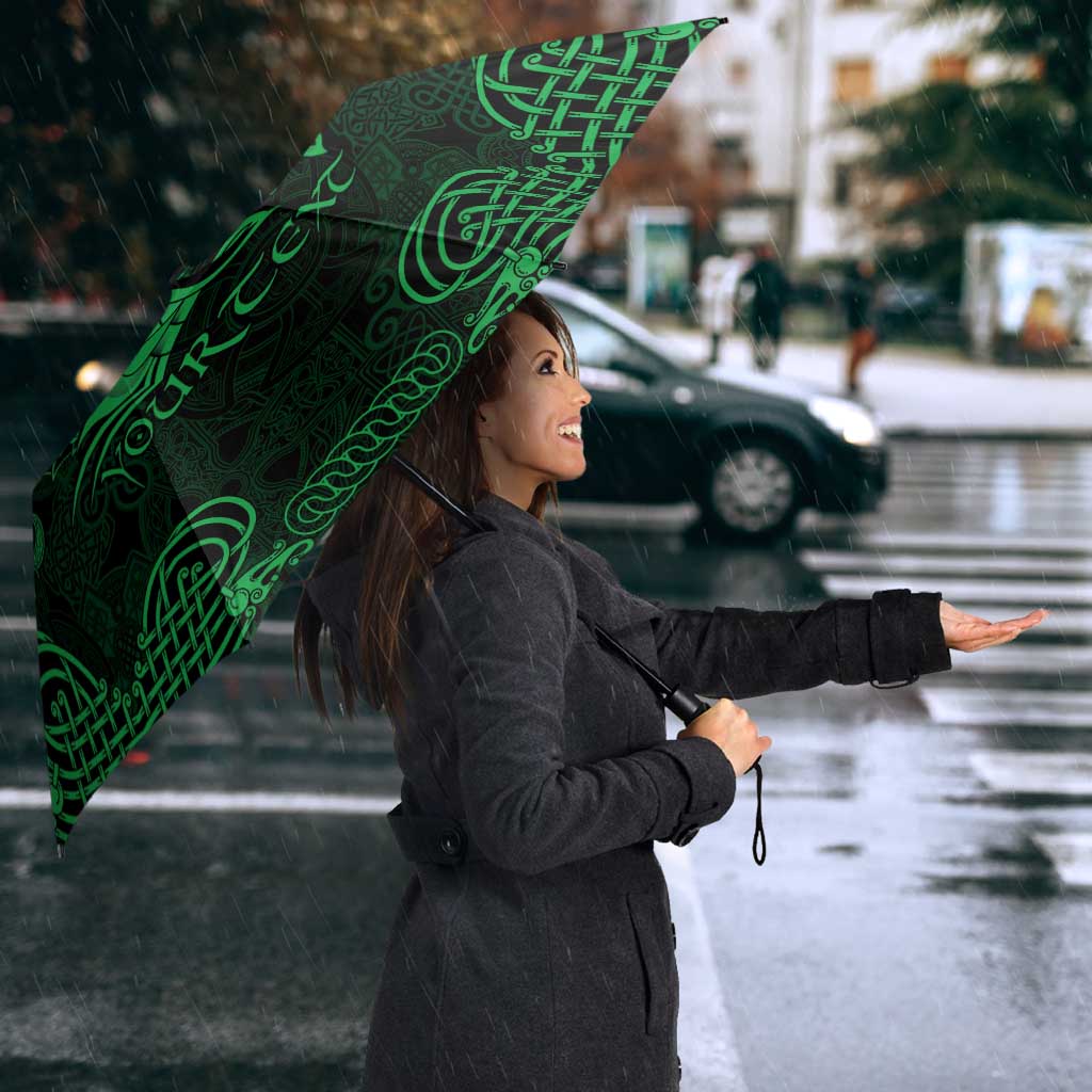 Personalized Montgomeryshire Sir Drefaldwyn Umbrella Green Water Triskele Celtic-inspired - Wonder Print Shop
