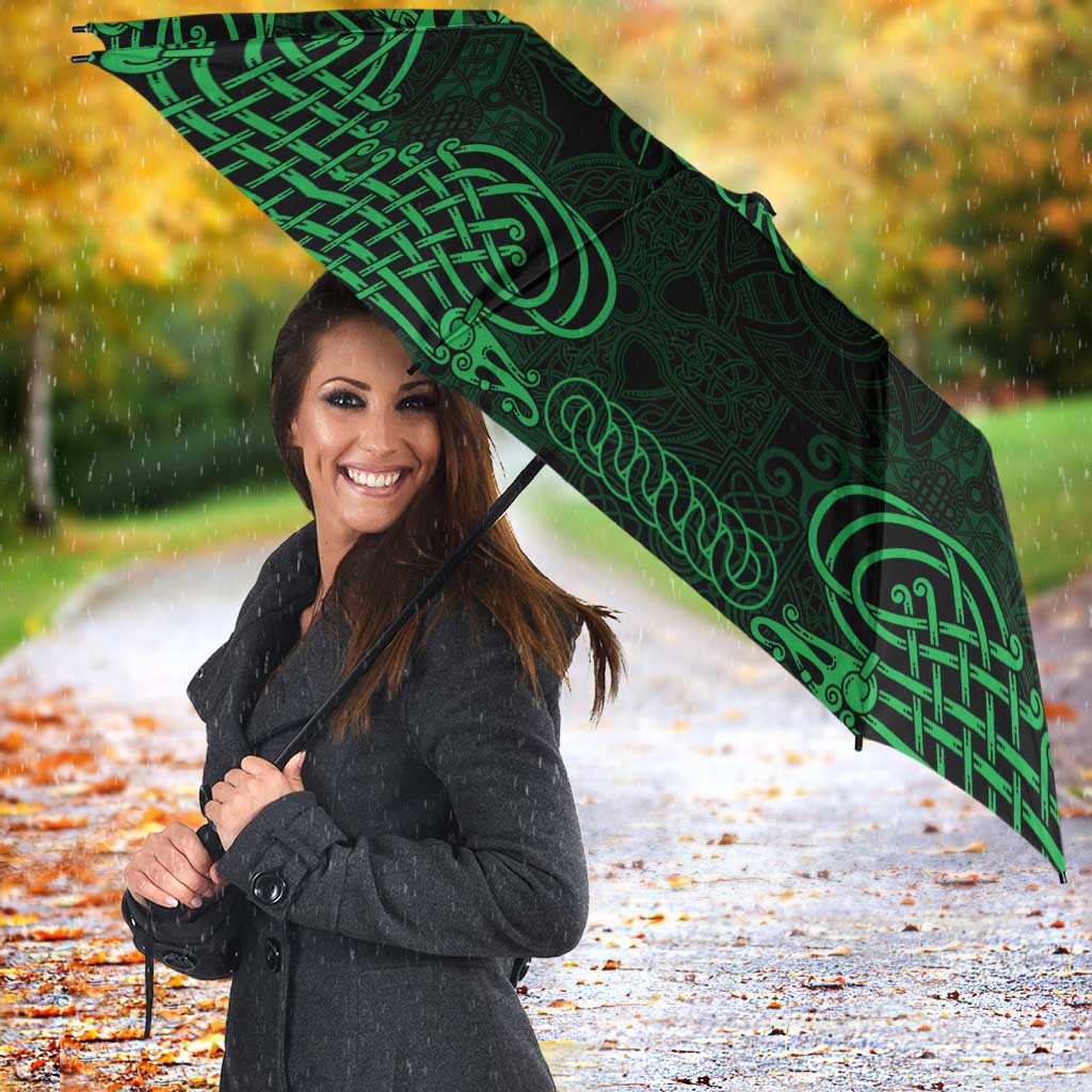Personalized Montgomeryshire Sir Drefaldwyn Umbrella Green Water Triskele Celtic-inspired - Wonder Print Shop