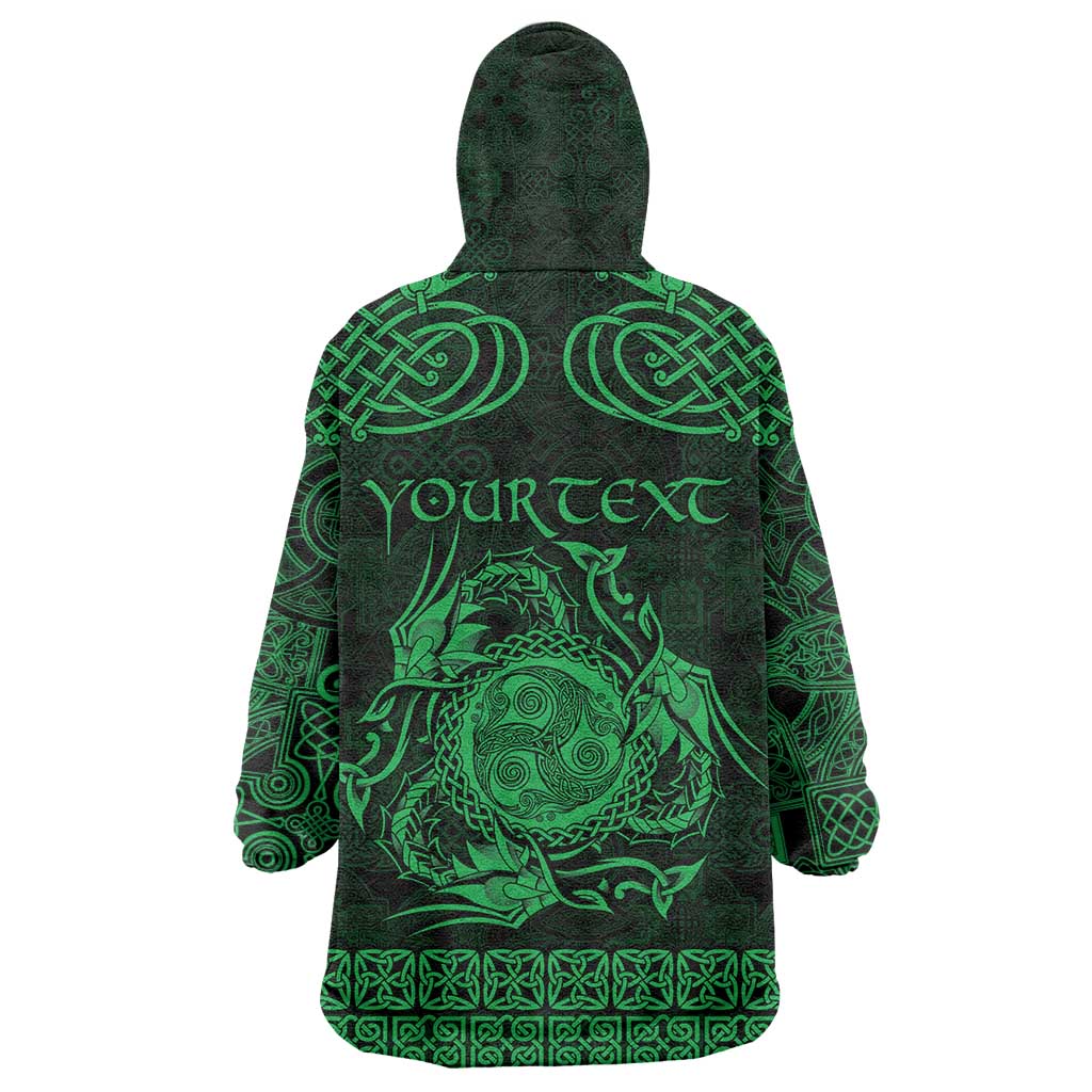 Personalized Montgomeryshire Sir Drefaldwyn Wearable Blanket Hoodie Green Water Triskele Celtic-inspired - Wonder Print Shop