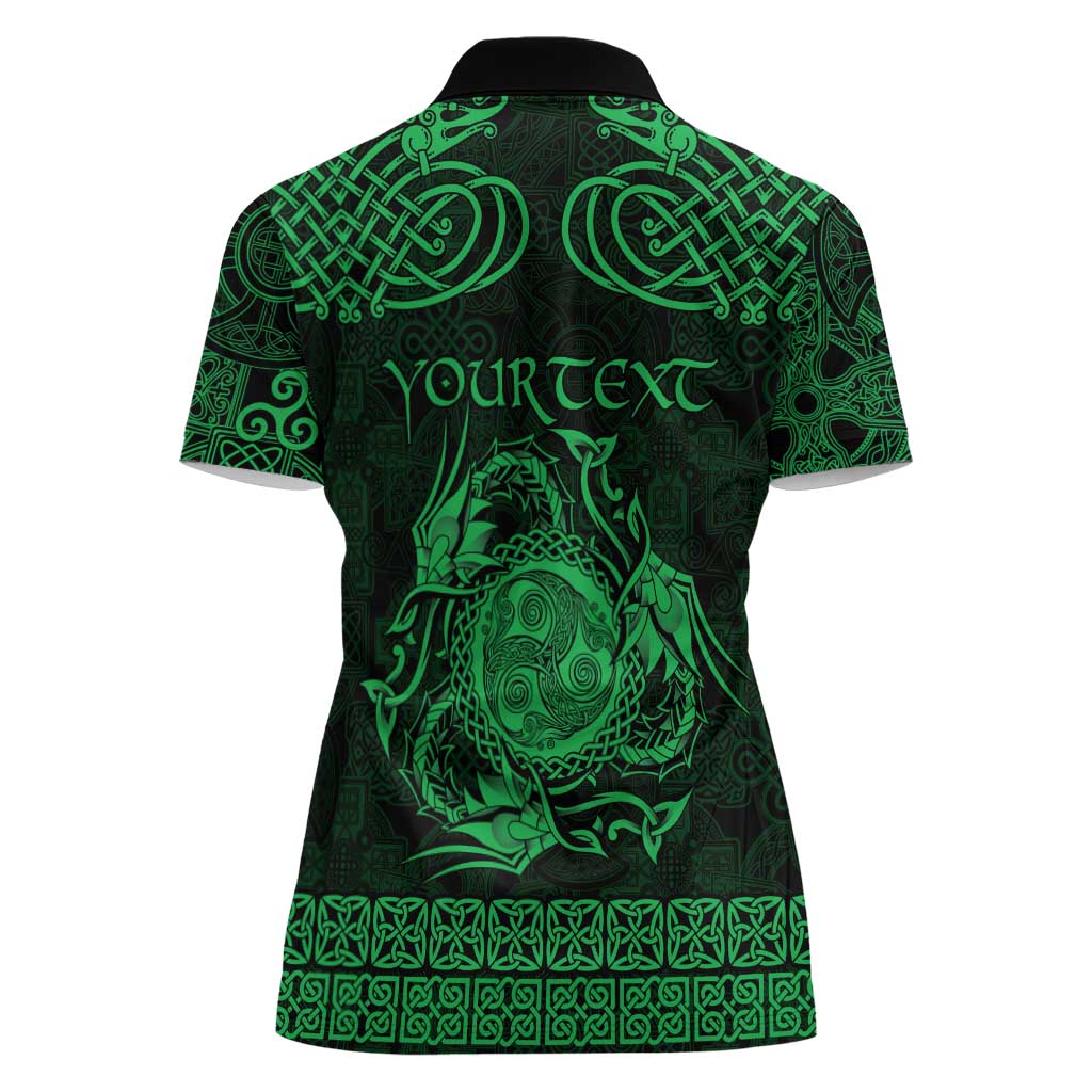 Personalized Montgomeryshire Sir Drefaldwyn Women Polo Shirt Green Water Triskele Celtic-inspired - Wonder Print Shop