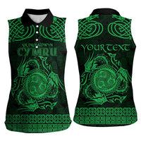 Personalized Montgomeryshire Sir Drefaldwyn Women Sleeveless Polo Shirt Green Water Triskele Celtic-inspired - Wonder Print Shop