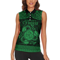 Personalized Montgomeryshire Sir Drefaldwyn Women Sleeveless Polo Shirt Green Water Triskele Celtic-inspired - Wonder Print Shop