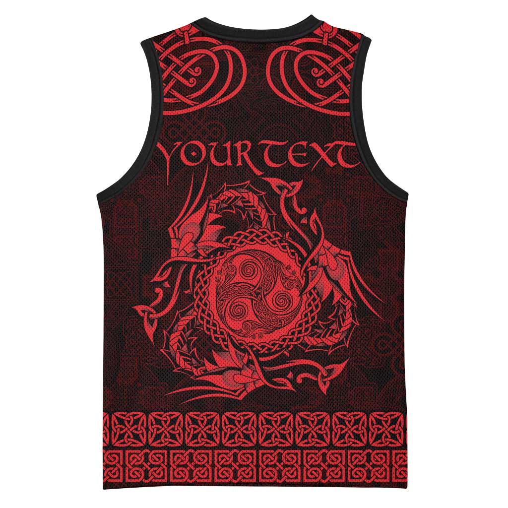 Personalized Montgomeryshire Sir Drefaldwyn Basketball Jersey Red Water Triskele Celtic-inspired - Wonder Print Shop