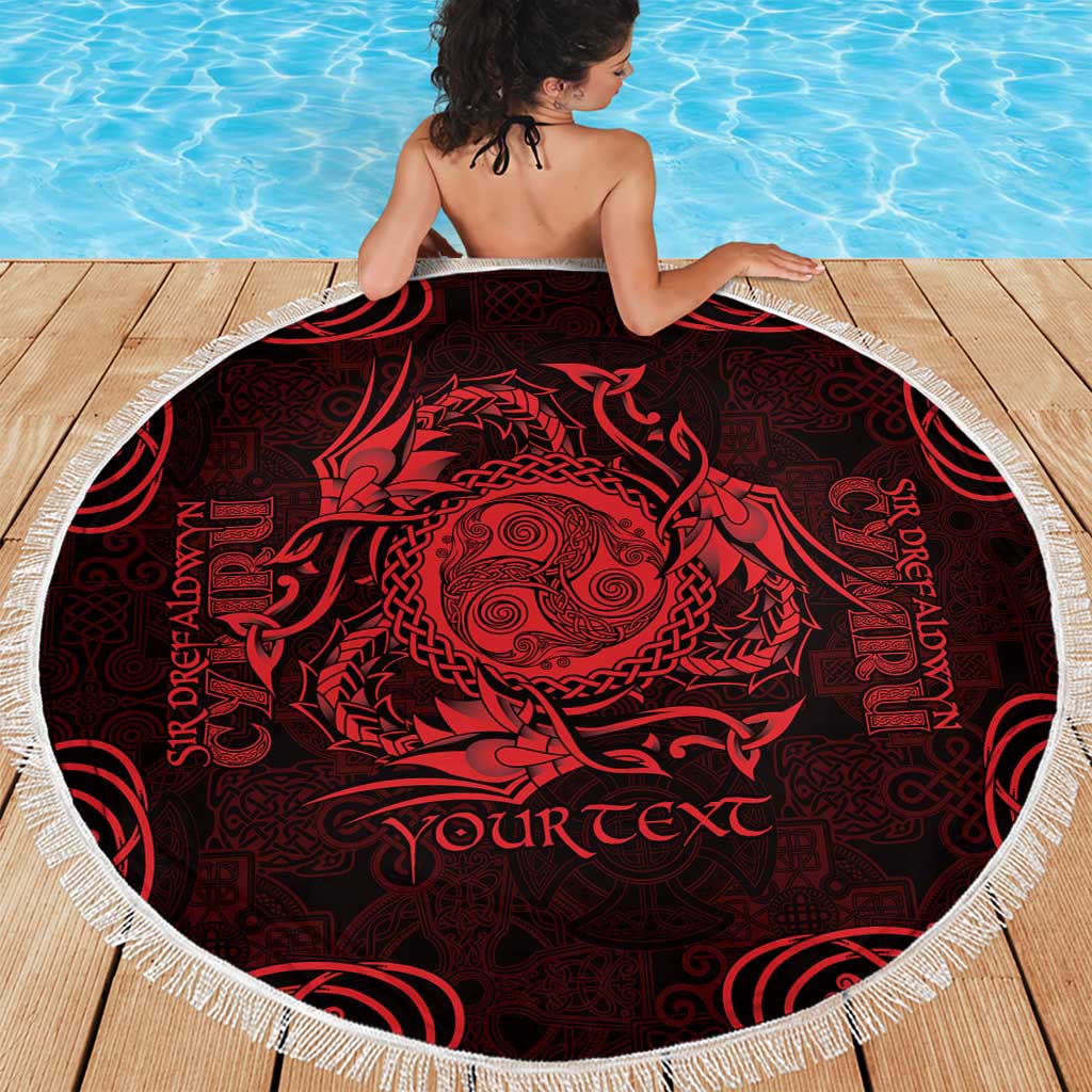 Personalized Montgomeryshire Sir Drefaldwyn Beach Blanket Red Water Triskele Celtic-inspired - Wonder Print Shop