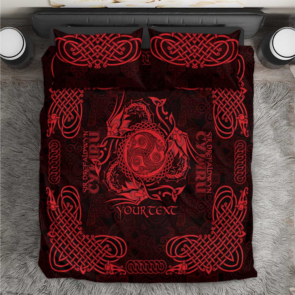 Personalized Montgomeryshire Sir Drefaldwyn Bedding Set Red Water Triskele Celtic-inspired - Wonder Print Shop