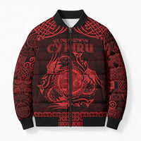 Personalized Montgomeryshire Sir Drefaldwyn Bomber Puffer Jacket Red Water Triskele Celtic-inspired - Wonder Print Shop