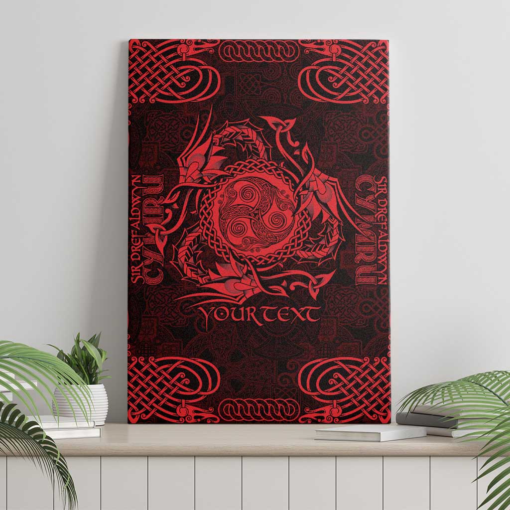 Personalized Montgomeryshire Sir Drefaldwyn Canvas Wall Art Red Water Triskele Celtic-inspired - Wonder Print Shop