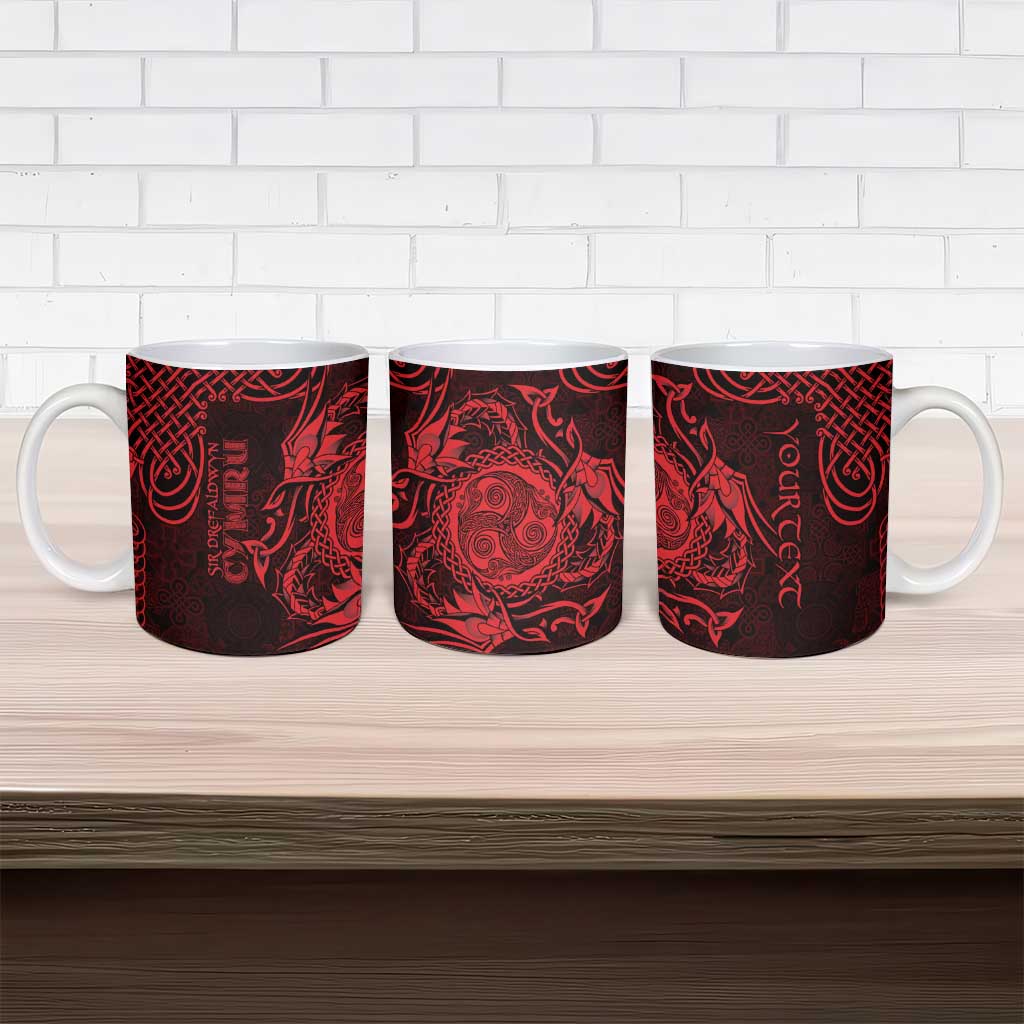 Personalized Montgomeryshire Sir Drefaldwyn Ceramic Mug Red Water Triskele Celtic-inspired - Wonder Print Shop