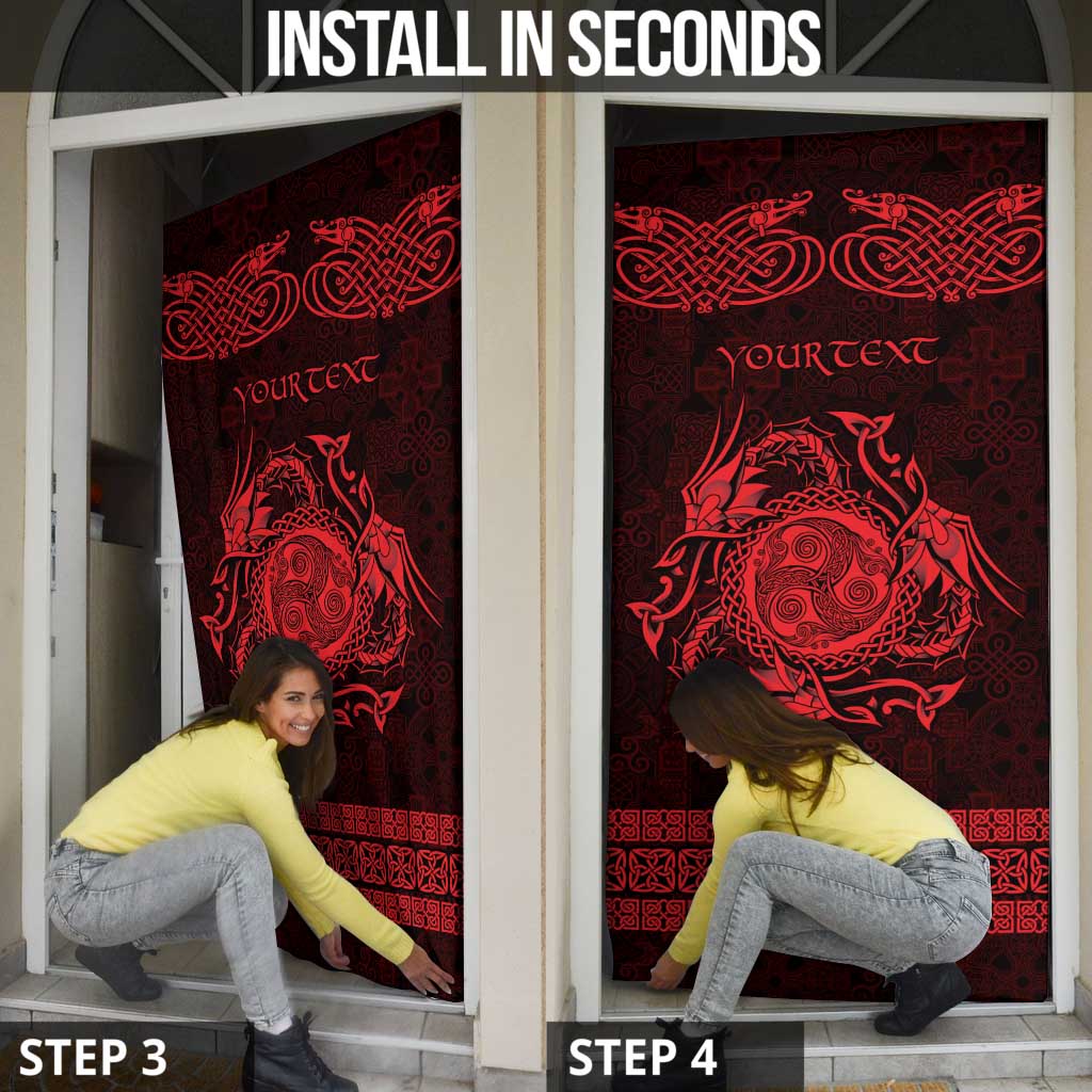 Personalized Montgomeryshire Sir Drefaldwyn Door Cover Red Water Triskele Celtic-inspired - Wonder Print Shop