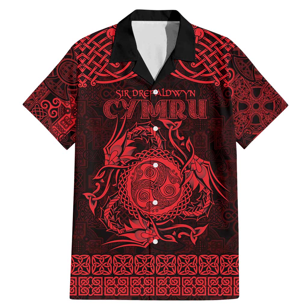 Personalized Montgomeryshire Sir Drefaldwyn Family Matching Mermaid Dress and Hawaiian Shirt Red Water Triskele Celtic-inspired - Wonder Print Shop