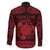 Personalized Montgomeryshire Sir Drefaldwyn Family Matching Off The Shoulder Long Sleeve Dress and Hawaiian Shirt Red Water Triskele Celtic-inspired - Wonder Print Shop