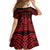 Personalized Montgomeryshire Sir Drefaldwyn Family Matching Off Shoulder Short Dress and Hawaiian Shirt Red Water Triskele Celtic-inspired - Wonder Print Shop