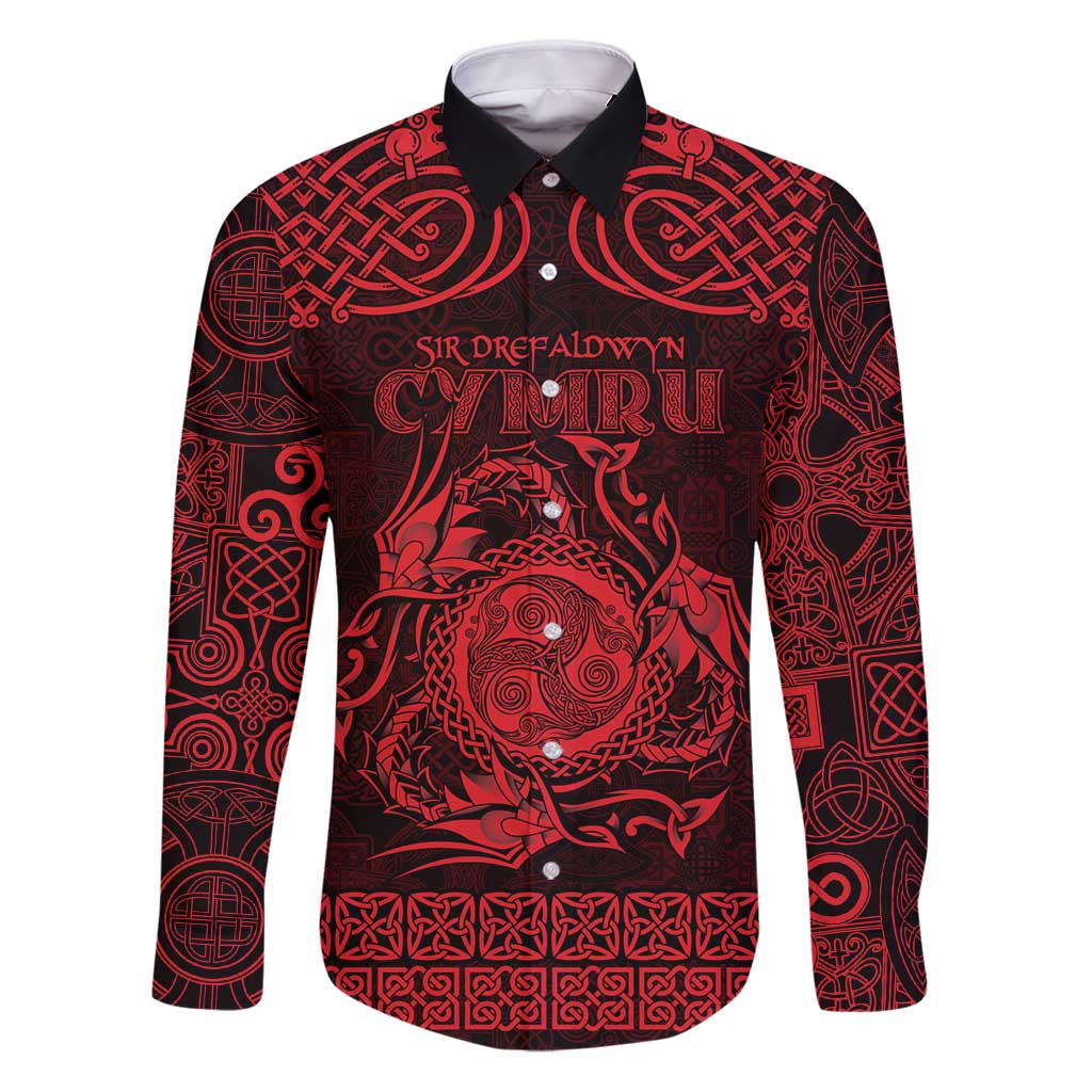 Personalized Montgomeryshire Sir Drefaldwyn Family Matching Puletasi and Hawaiian Shirt Red Water Triskele Celtic-inspired - Wonder Print Shop