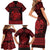 Personalized Montgomeryshire Sir Drefaldwyn Family Matching Short Sleeve Bodycon Dress and Hawaiian Shirt Red Water Triskele Celtic-inspired - Wonder Print Shop
