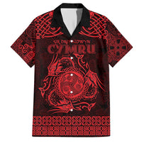 Personalized Montgomeryshire Sir Drefaldwyn Family Matching Short Sleeve Bodycon Dress and Hawaiian Shirt Red Water Triskele Celtic-inspired - Wonder Print Shop