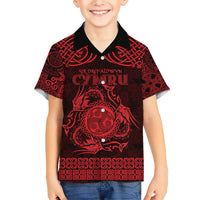 Personalized Montgomeryshire Sir Drefaldwyn Family Matching Short Sleeve Bodycon Dress and Hawaiian Shirt Red Water Triskele Celtic-inspired - Wonder Print Shop