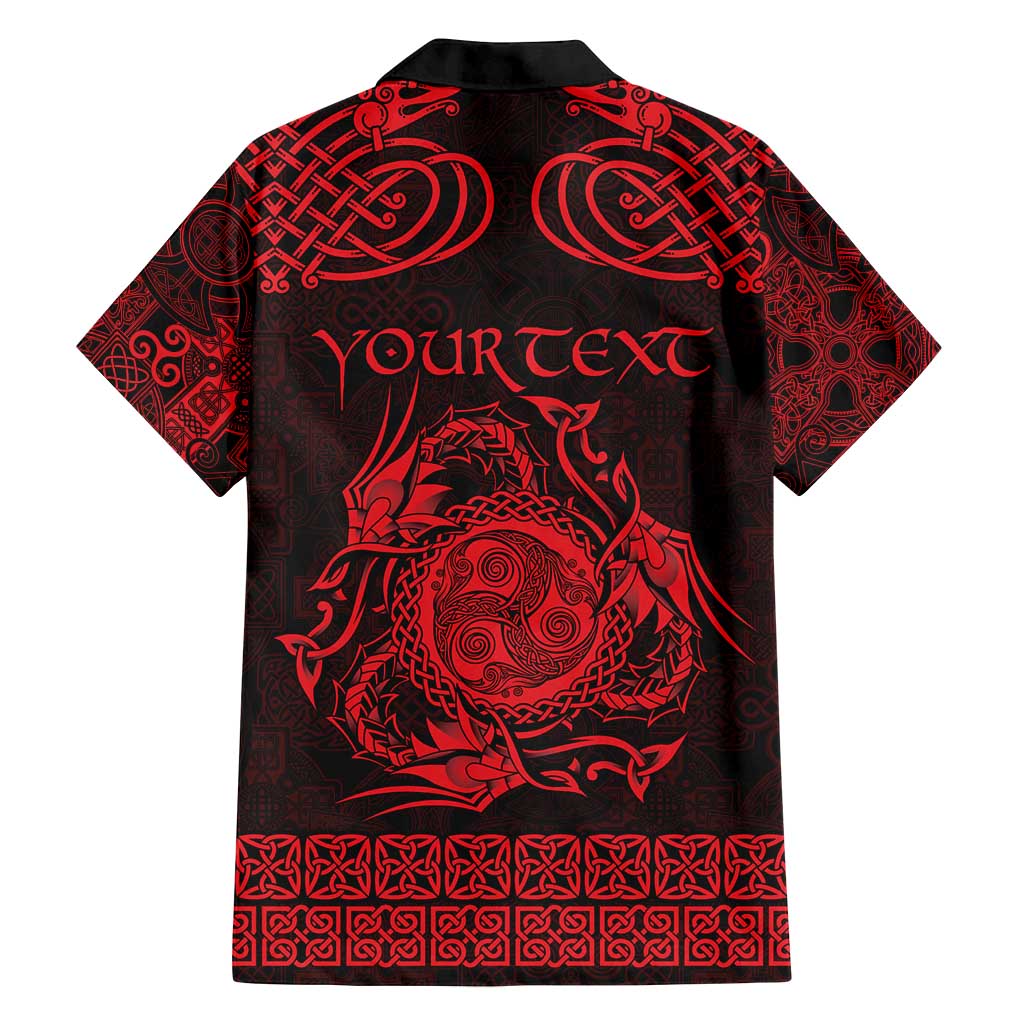 Personalized Montgomeryshire Sir Drefaldwyn Family Matching Summer Maxi Dress and Hawaiian Shirt Red Water Triskele Celtic-inspired - Wonder Print Shop