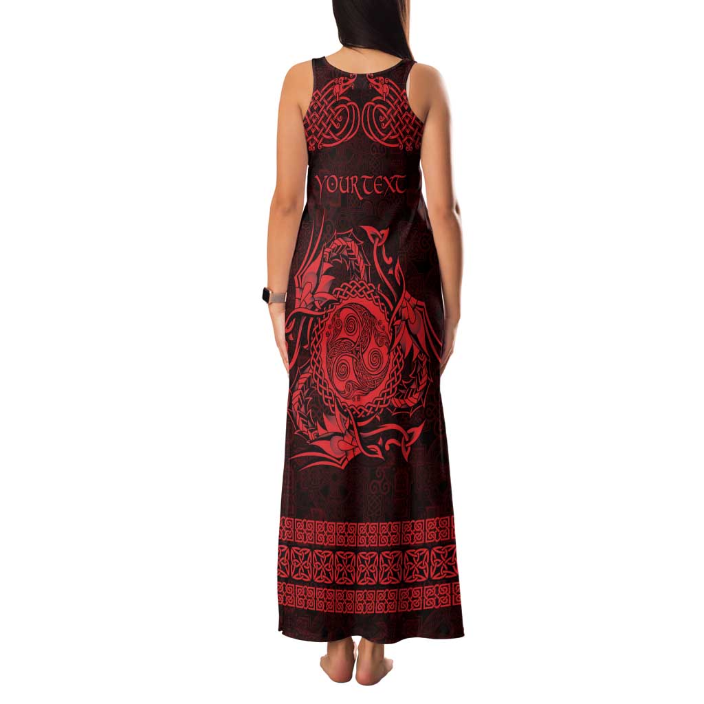 Personalized Montgomeryshire Sir Drefaldwyn Family Matching Tank Maxi Dress and Hawaiian Shirt Red Water Triskele Celtic-inspired - Wonder Print Shop