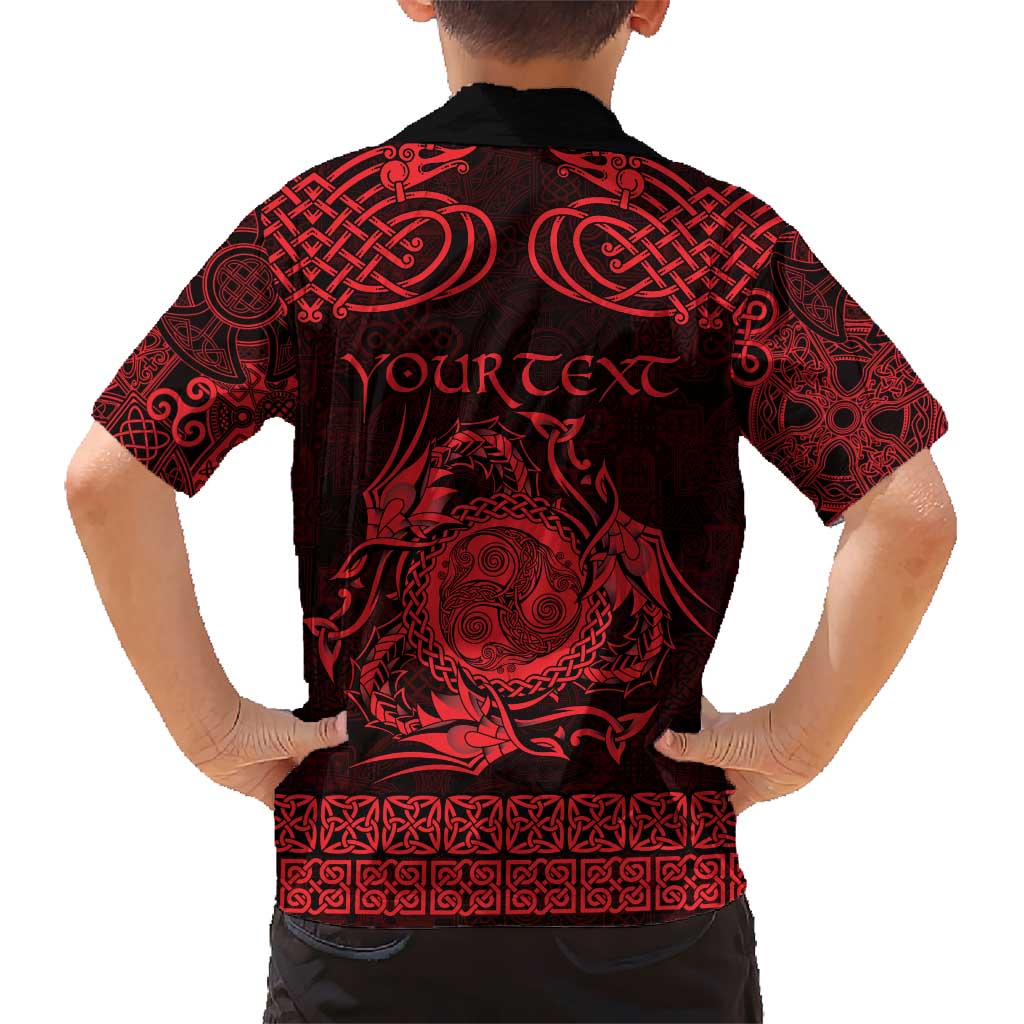 Personalized Montgomeryshire Sir Drefaldwyn Hawaiian Shirt Red Water Triskele Celtic-inspired - Wonder Print Shop