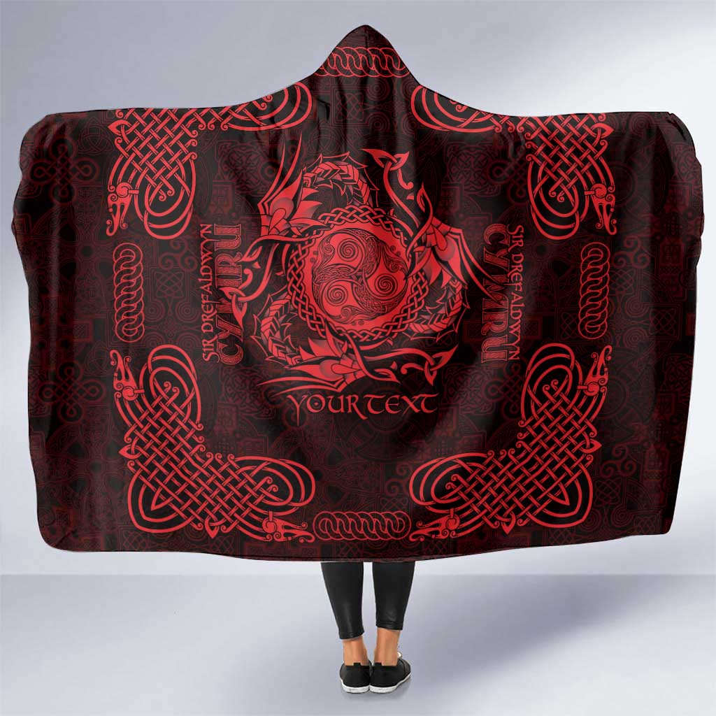 Personalized Montgomeryshire Sir Drefaldwyn Hooded Blanket Red Water Triskele Celtic-inspired - Wonder Print Shop