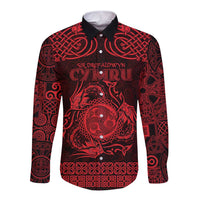 Personalized Montgomeryshire Sir Drefaldwyn Long Sleeve Button Shirt Red Water Triskele Celtic-inspired - Wonder Print Shop
