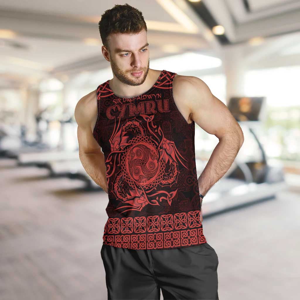 Personalized Montgomeryshire Sir Drefaldwyn Men Tank Top Red Water Triskele Celtic-inspired - Wonder Print Shop