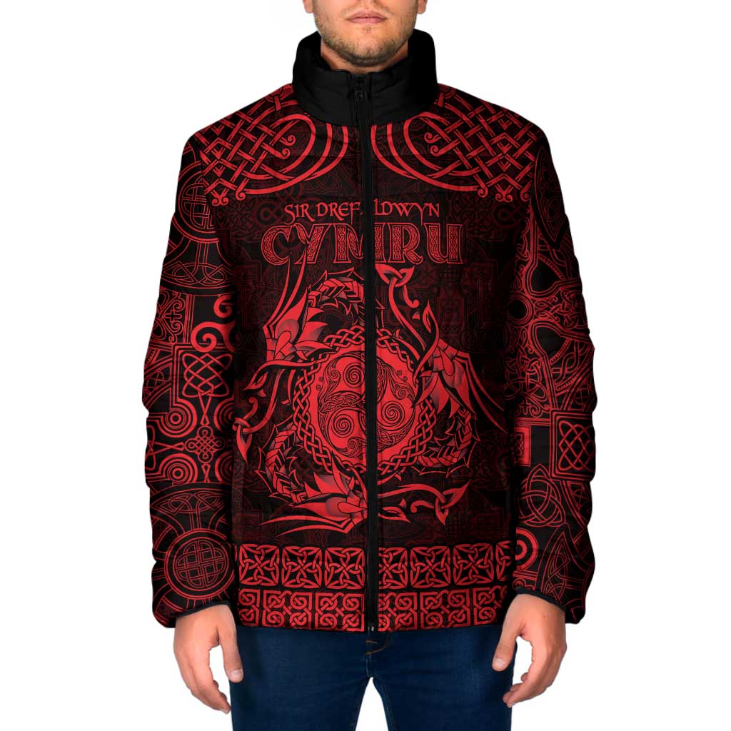 Personalized Montgomeryshire Sir Drefaldwyn Padded Jacket Red Water Triskele Celtic-inspired - Wonder Print Shop