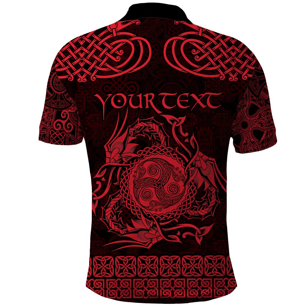 Personalized Montgomeryshire Sir Drefaldwyn Polo Shirt Red Water Triskele Celtic-inspired - Wonder Print Shop