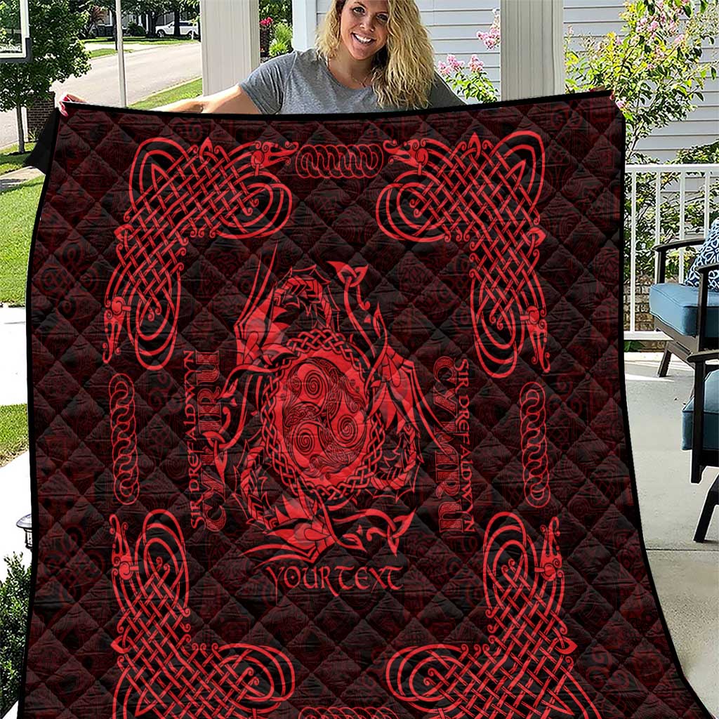 Personalized Montgomeryshire Sir Drefaldwyn Quilt Red Water Triskele Celtic-inspired - Wonder Print Shop