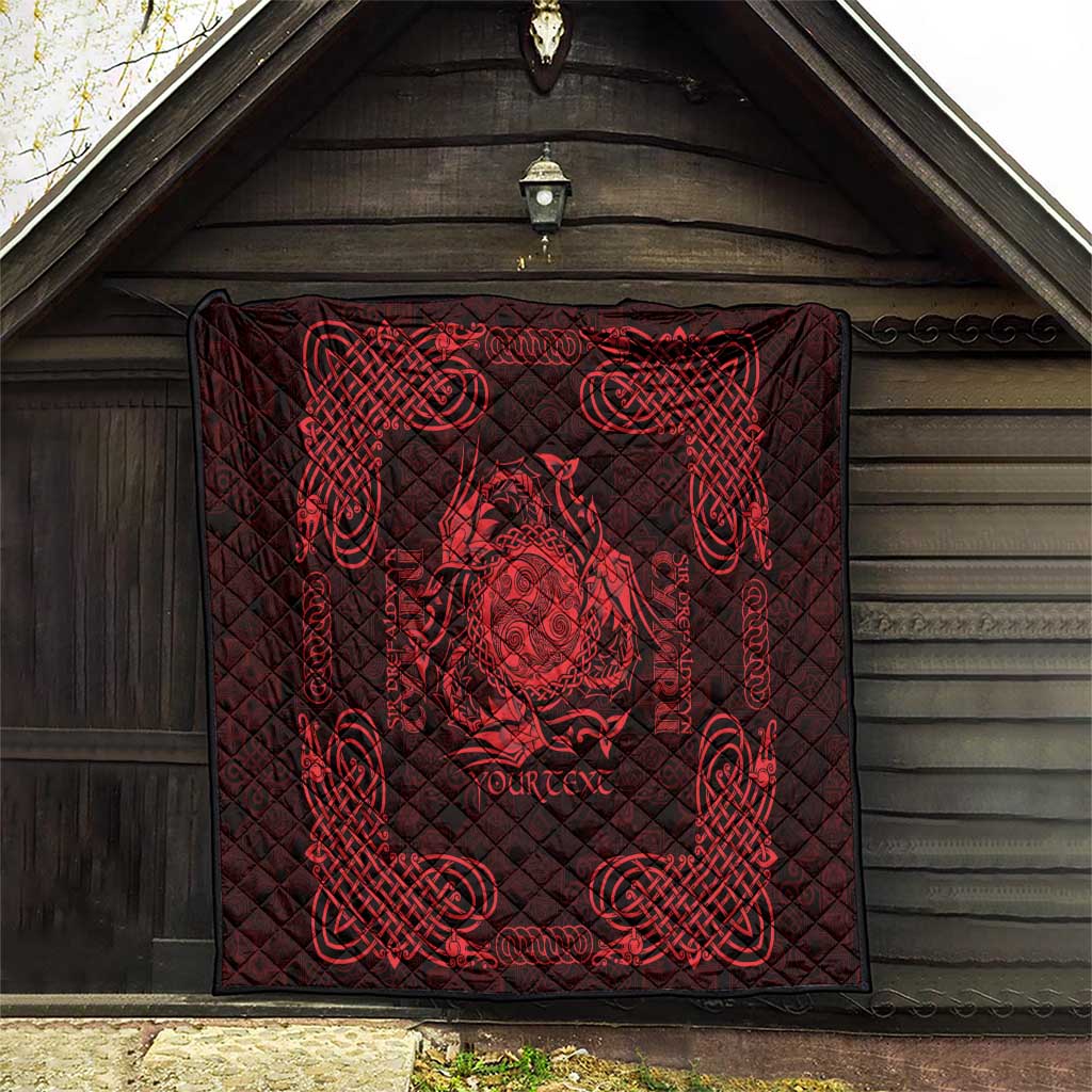 Personalized Montgomeryshire Sir Drefaldwyn Quilt Red Water Triskele Celtic-inspired - Wonder Print Shop