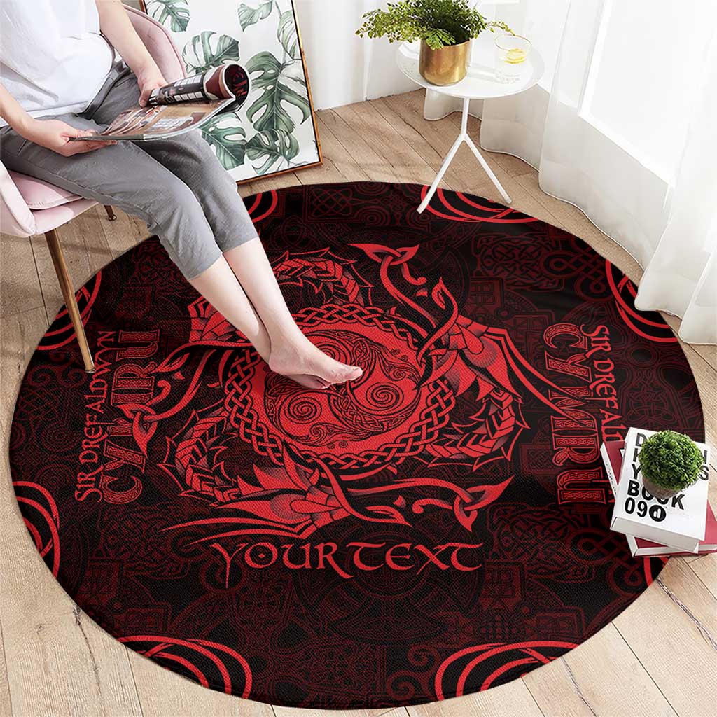 Personalized Montgomeryshire Sir Drefaldwyn Round Carpet Red Water Triskele Celtic-inspired - Wonder Print Shop