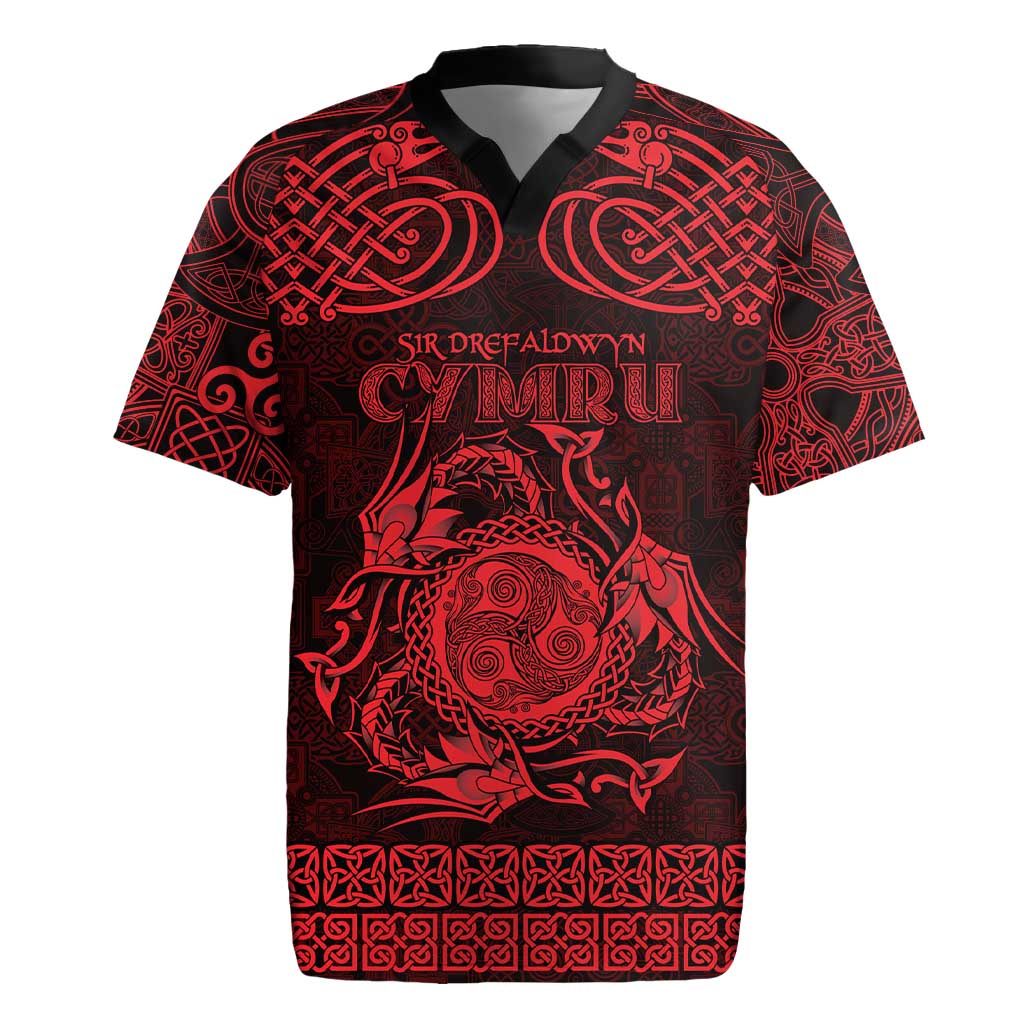 Personalized Montgomeryshire Sir Drefaldwyn Rugby Jersey Red Water Triskele Celtic-inspired - Wonder Print Shop