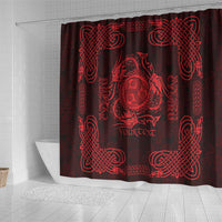 Personalized Montgomeryshire Sir Drefaldwyn Shower Curtain Red Water Triskele Celtic-inspired - Wonder Print Shop