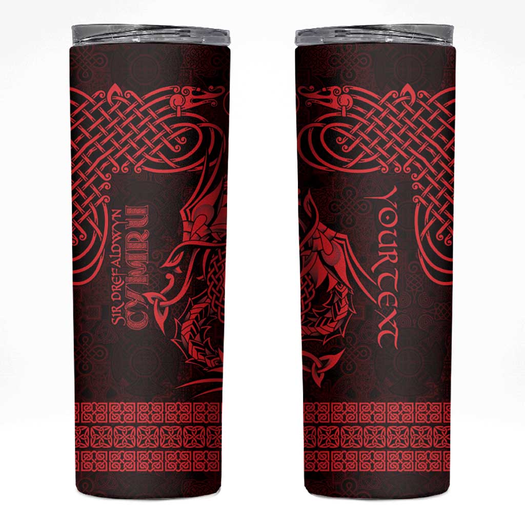 Personalized Montgomeryshire Sir Drefaldwyn Skinny Tumbler Red Water Triskele Celtic-inspired - Wonder Print Shop