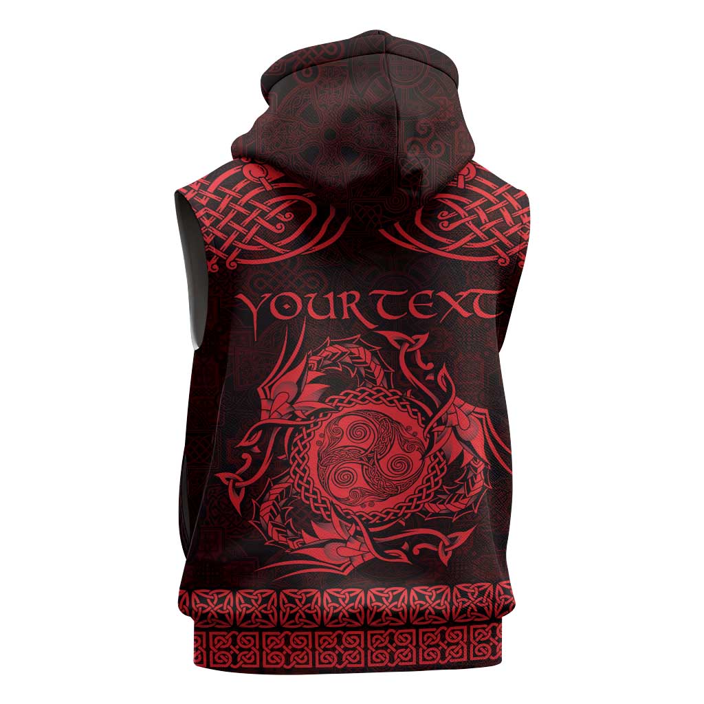 Personalized Montgomeryshire Sir Drefaldwyn Sleeveless Hoodie Red Water Triskele Celtic-inspired - Wonder Print Shop