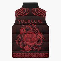 Personalized Montgomeryshire Sir Drefaldwyn Sleeveless Puffer Jacket Red Water Triskele Celtic-inspired - Wonder Print Shop
