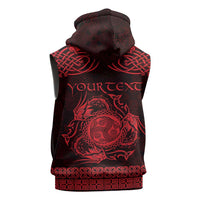 Personalized Montgomeryshire Sir Drefaldwyn Sleeveless Zip Hoodie Red Water Triskele Celtic-inspired - Wonder Print Shop