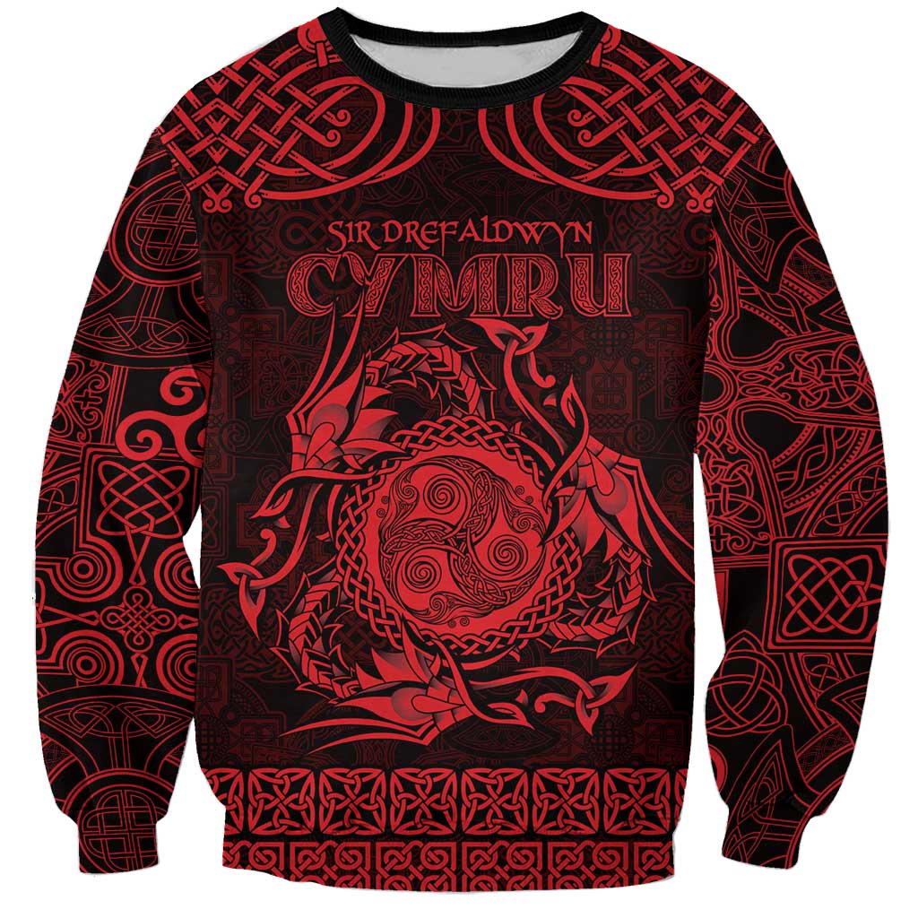 Personalized Montgomeryshire Sir Drefaldwyn Sweatshirt Red Water Triskele Celtic-inspired - Wonder Print Shop