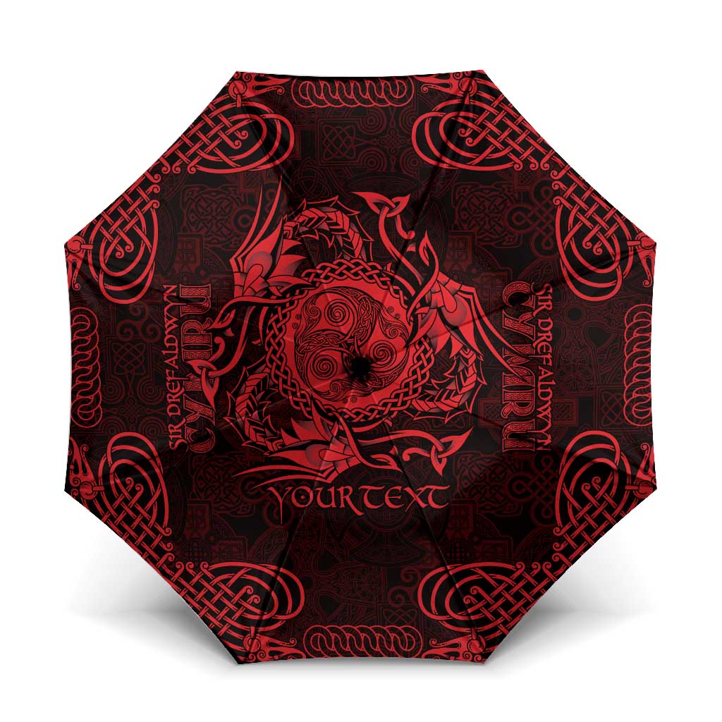 Personalized Montgomeryshire Sir Drefaldwyn Umbrella Red Water Triskele Celtic-inspired - Wonder Print Shop