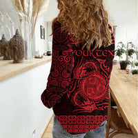 Personalized Montgomeryshire Sir Drefaldwyn Women Casual Shirt Red Water Triskele Celtic-inspired - Wonder Print Shop