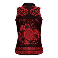Personalized Montgomeryshire Sir Drefaldwyn Women Sleeveless Polo Shirt Red Water Triskele Celtic-inspired - Wonder Print Shop