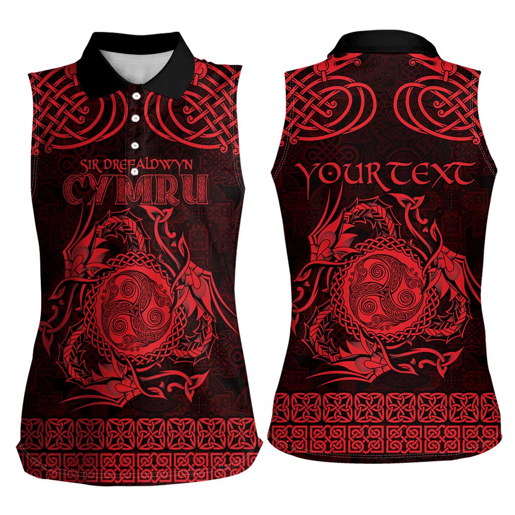 Personalized Montgomeryshire Sir Drefaldwyn Women Sleeveless Polo Shirt Red Water Triskele Celtic-inspired - Wonder Print Shop
