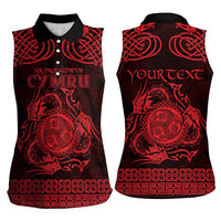 Personalized Montgomeryshire Sir Drefaldwyn Women Sleeveless Polo Shirt Red Water Triskele Celtic-inspired - Wonder Print Shop